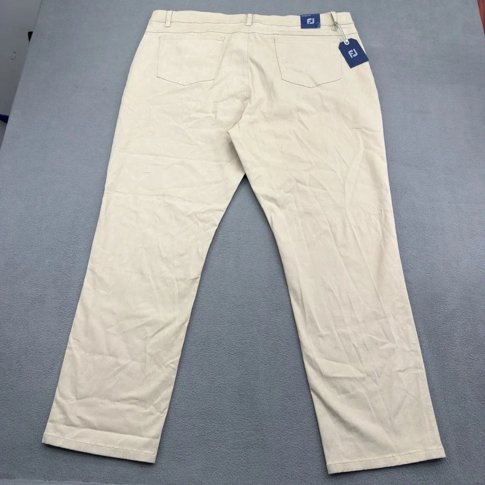 Footjoy 1857 Sueded Cotton Twill 5 Pocket Chino Golf Pant Mens 42x30 Tan New
